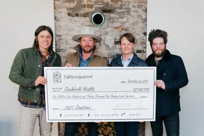 NEEDTOBREATHE Closes 2021 with Seven-Figure Donations to OneWorld Health and Others
