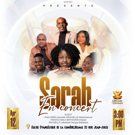 Sarah, James Alcindor and 5 artists in concert in Delmas on April 12

